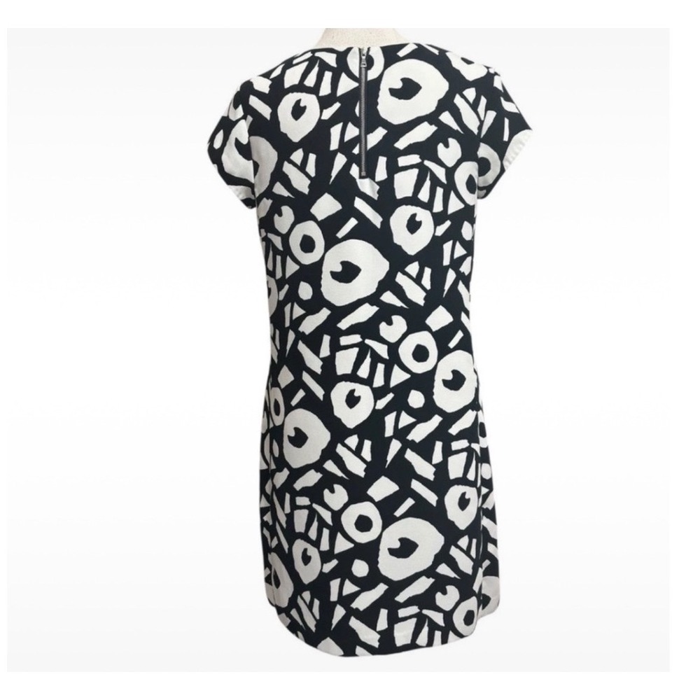 Loft Shift Dress Womens 4 Black White Excellent Abstract Geometric Cap Sleeve